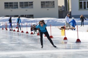 Speedskating on the world famous outdoor rink in Davos, Switzerland 